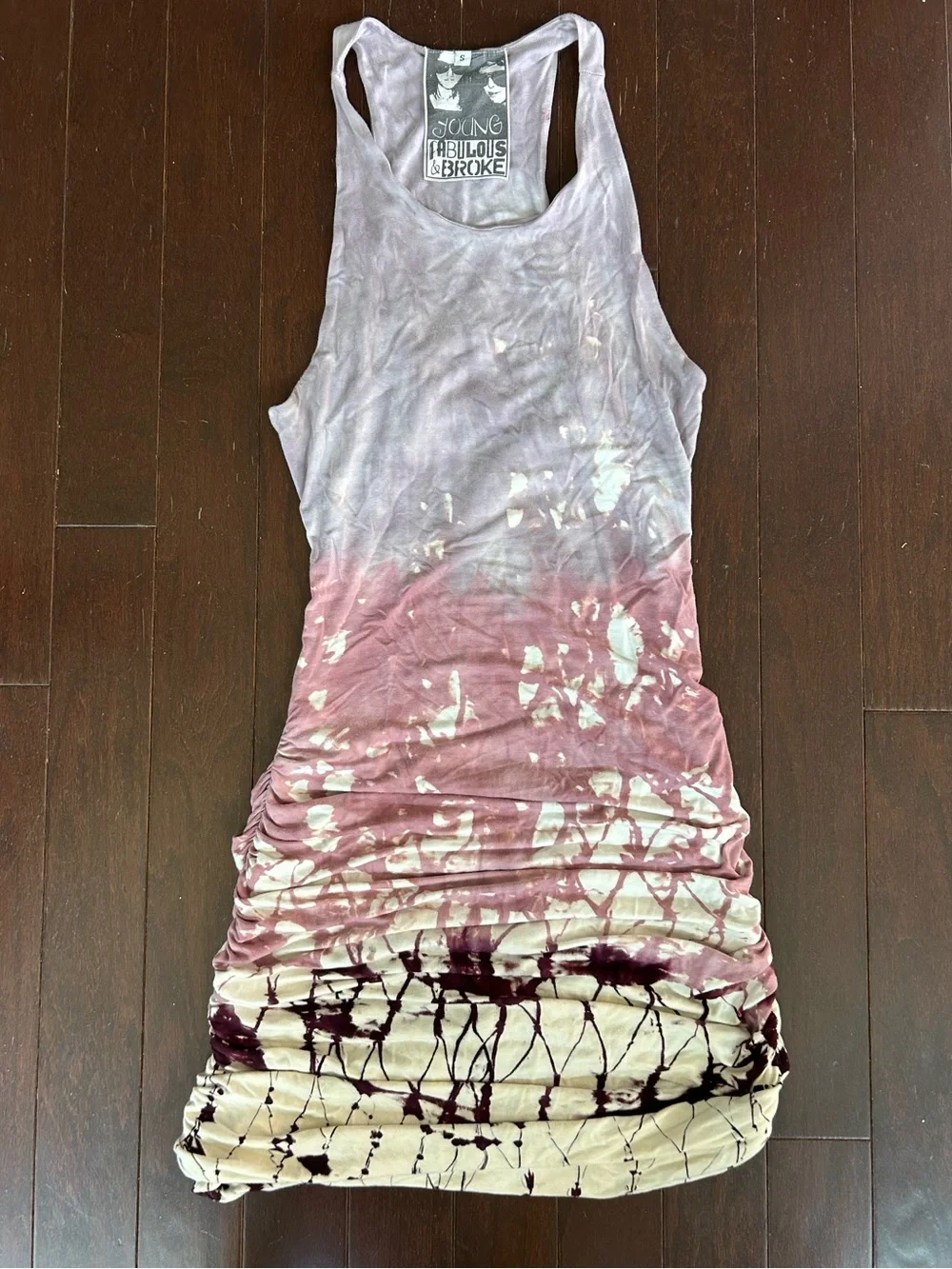 Young Fabulous & Broke Becky Dress Sz S w MEASUREMENTS Tie-Dye Ruching